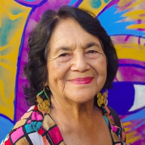 Image of Dolores Huerta from the Agents for Change exhibition, Women of Color (FOW).