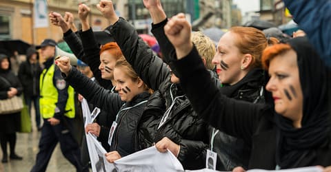 Slide 1 - Protests in Poland Call for New Abortion Laws (source_ Shutterstock)